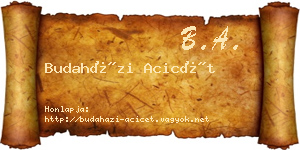 Budaházi Acicét névjegykártya